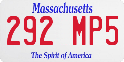 MA license plate 292MP5