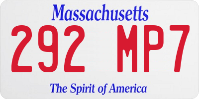 MA license plate 292MP7