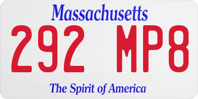 MA license plate 292MP8
