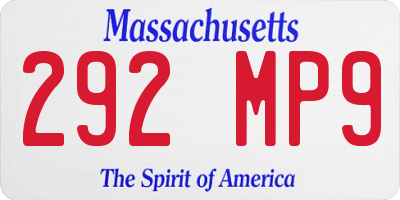 MA license plate 292MP9
