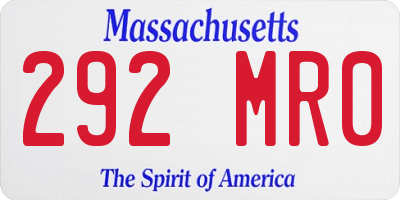 MA license plate 292MR0