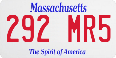 MA license plate 292MR5