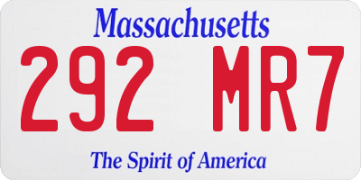 MA license plate 292MR7