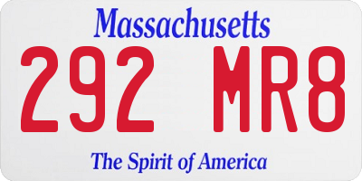 MA license plate 292MR8