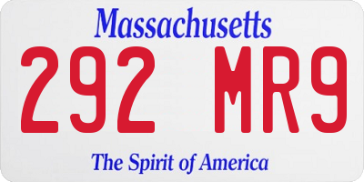 MA license plate 292MR9