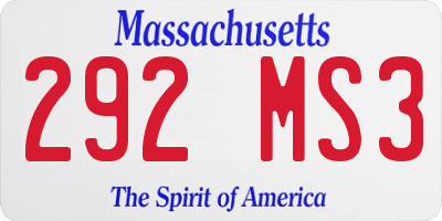 MA license plate 292MS3