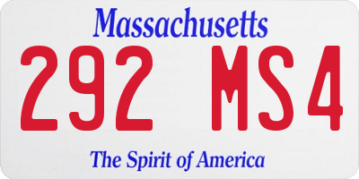MA license plate 292MS4