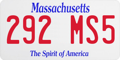MA license plate 292MS5