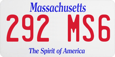 MA license plate 292MS6
