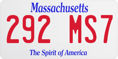 MA license plate 292MS7