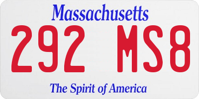 MA license plate 292MS8