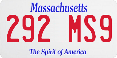 MA license plate 292MS9