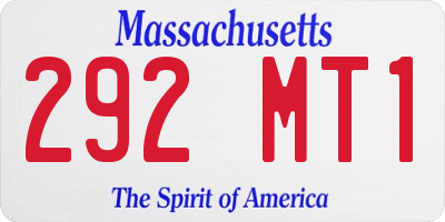 MA license plate 292MT1