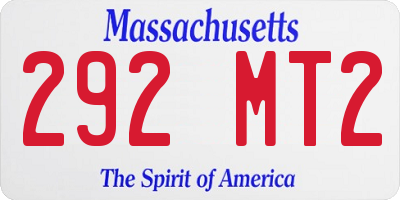 MA license plate 292MT2