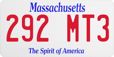 MA license plate 292MT3