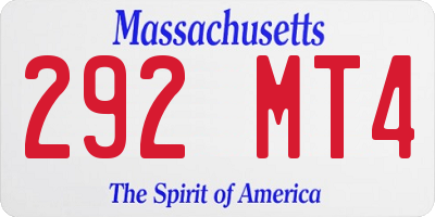 MA license plate 292MT4