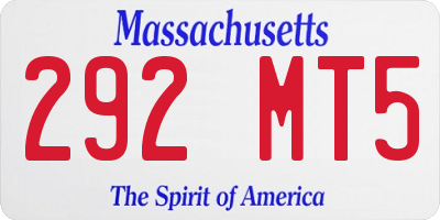 MA license plate 292MT5