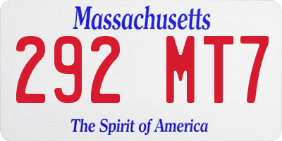 MA license plate 292MT7
