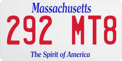 MA license plate 292MT8