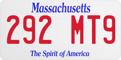 MA license plate 292MT9