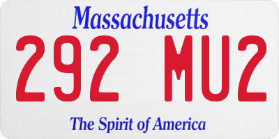 MA license plate 292MU2