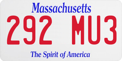 MA license plate 292MU3