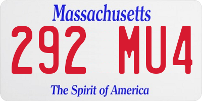 MA license plate 292MU4