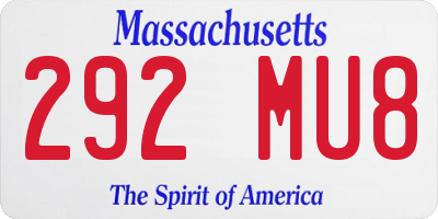 MA license plate 292MU8