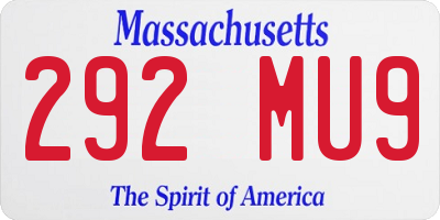 MA license plate 292MU9