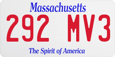 MA license plate 292MV3