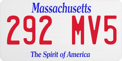 MA license plate 292MV5