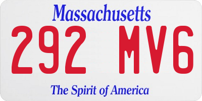 MA license plate 292MV6