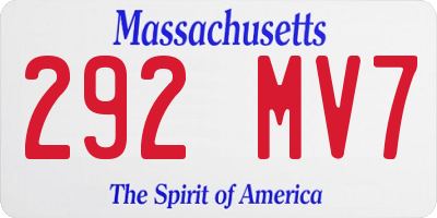 MA license plate 292MV7