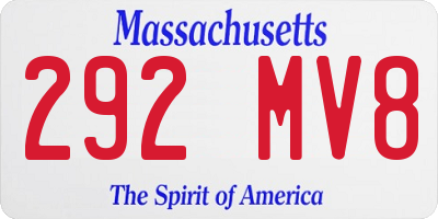 MA license plate 292MV8