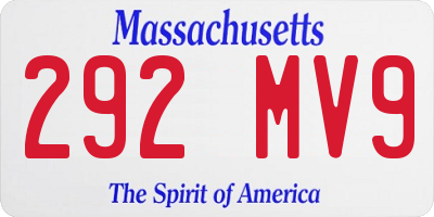 MA license plate 292MV9