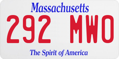 MA license plate 292MW0