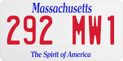 MA license plate 292MW1