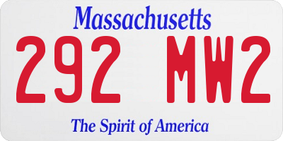 MA license plate 292MW2