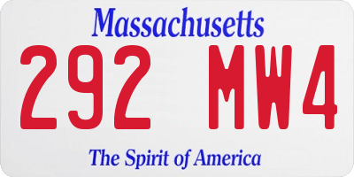 MA license plate 292MW4