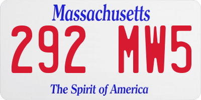 MA license plate 292MW5