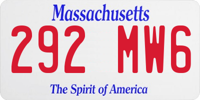 MA license plate 292MW6