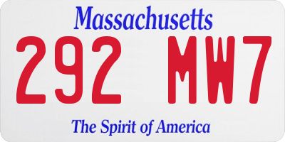 MA license plate 292MW7