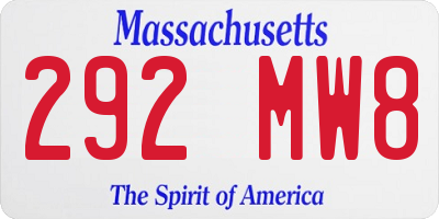 MA license plate 292MW8