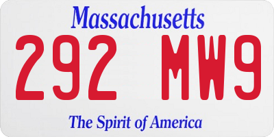 MA license plate 292MW9