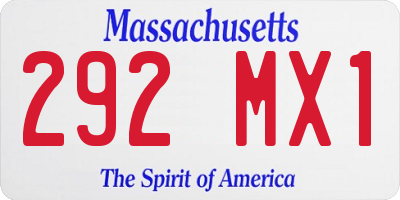 MA license plate 292MX1
