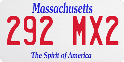 MA license plate 292MX2