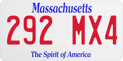 MA license plate 292MX4