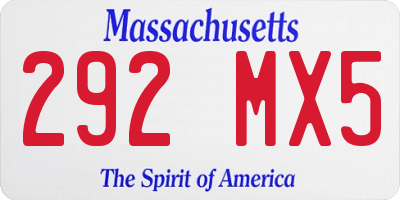 MA license plate 292MX5