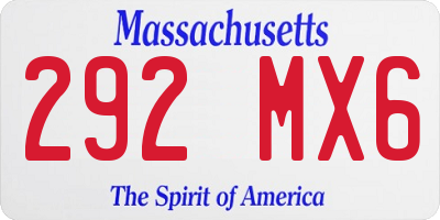 MA license plate 292MX6