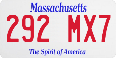 MA license plate 292MX7